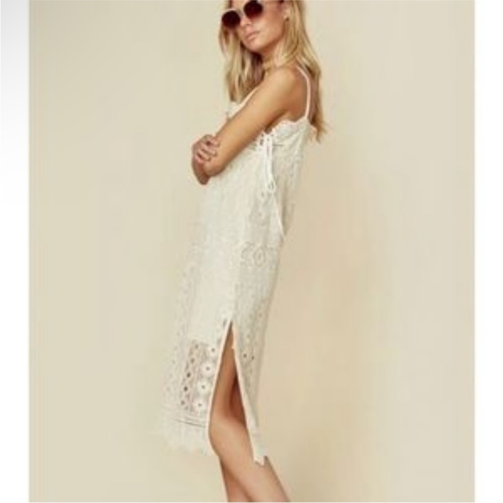 Boho White Lace Midi Dress